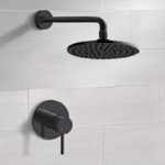 Remer SS56 Matte Black Shower Faucet Set With 8 Inch Rain Shower Head